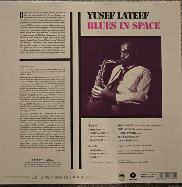 Image of Back Cover of LP - NEW/NEW - YUSEF LATEEF, Blues In Space (WaxTime; 772373, Europe 2025 Reissue), ,  - 3536176E