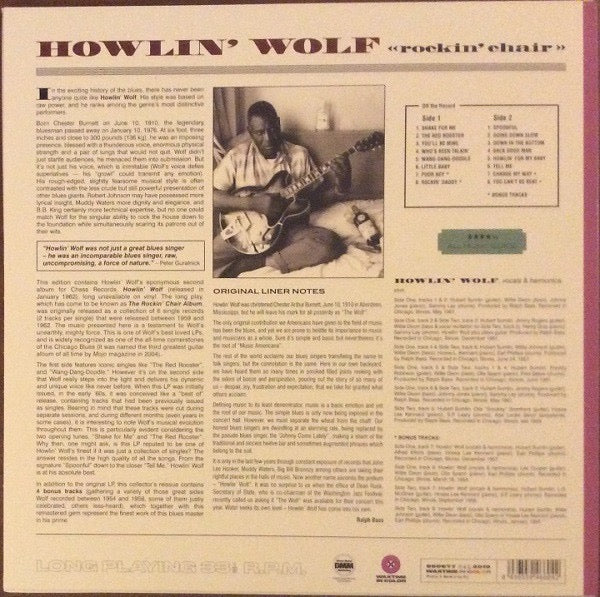 Image of Back Cover of LP - NEW/NEW - HOWLIN' WOLF, Rockin' Chair (WaxTime In Color; 950677, Netherlands 2019 Reissue, Limited Edition, Purple Vinyl, 180g), ,  - 1336114E