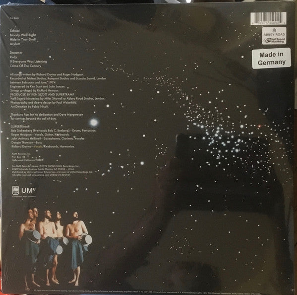 Image of Back Cover of LP - NEW/NEW - SUPERTRAMP, Crime Of The Century (A&M Records; 00602475450924, USA & Europe 2025 Reissue,  50th Anniversary Edition, Half Speed Mastered, 180 Gram), ,  - 1356157S