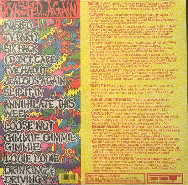 Image of Back Cover of LP - NEW/NEW - BLACK FLAG, Wasted...Again (SST Records; SST 166, US Reissue, Compilation), ,  - 1336115E