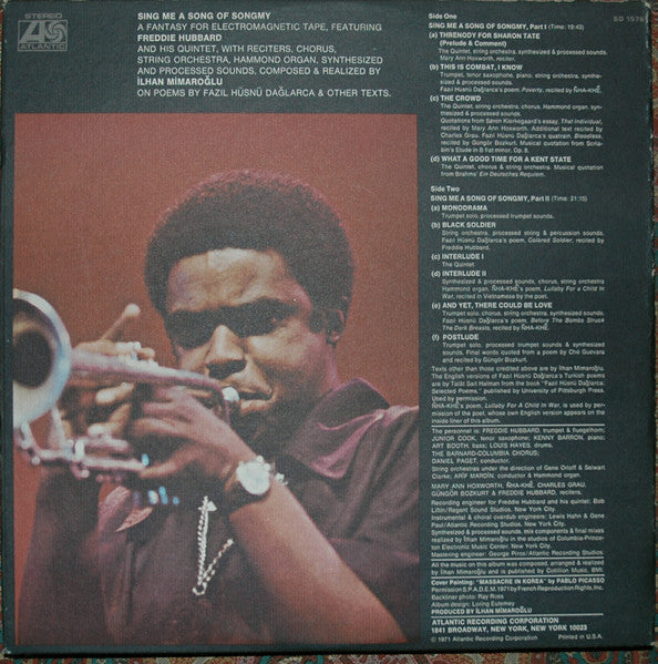 Image of Back Cover of LP - G+/VG - FREDDIE HUBBARD & ILHAN MIMAROGLU, Sing Me A Song of Songmy (Atlantic Orange & Green; SD1576, US 1971, Textured Gatefold Sleeve, Monarch Pressing), Tear on front cover and small one on back cover,  - 1326213E