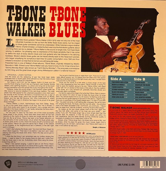 Image of Back Cover of LP - NEW/NEW - T-BONE WALKER, T-Bone Blues (Blues Joint; 8025, Europe 2024 Reissue, Insert, 180 Gram Vinyl), ,  - 2456141S