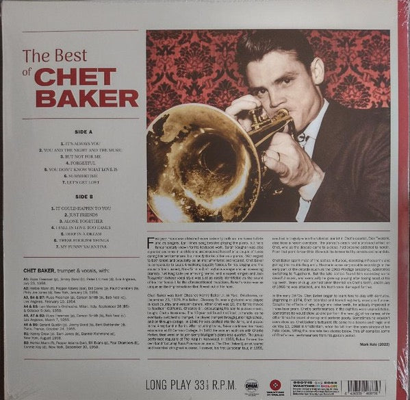 Image of Back Cover of LP - NEW/NEW - CHET BAKER, The Best Of Chet Baker (WaxTime In Color; 950715, Europe 2022, Compilation, Purple Vinyl), ,  - 2436186E