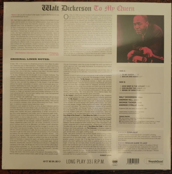 Image of Back Cover of LP - NEW/NEW - WALT DICKERSON, To My Queen (SoundsGood Original Recordings; 66412, Europe 2023 Reissue), ,  - 1336189E