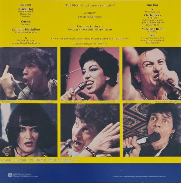 Image of Back Cover of LP - NEW/NEW - VARIOUS, The Decline Of Western Civilization (Survival Research; SVVRCH065, Australia 2022 Reissue, Insert, Unofficial Release), ,  - 1316364C