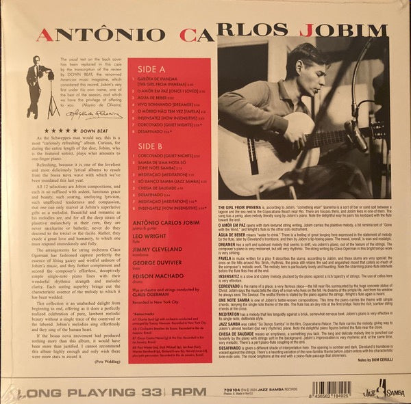 Image of Back Cover of LP - NEW/NEW - ANTONIO CARLOS JOBIM, The Girl From Ipanema (Jazz Samba Records; 709104, Europe 2024 Reissue, Stereo), ,  - 1456009S