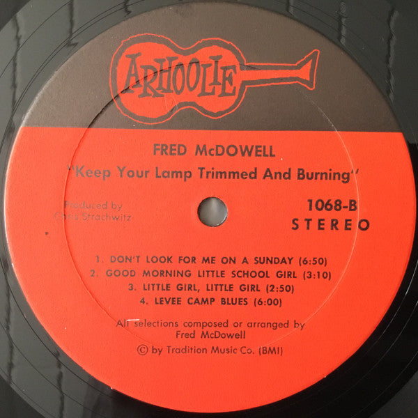 Image of Label Cover of LP - VG/VG - FRED MCDOWELL, Keep Your Lamp Trimmed And Burning (Arhoolie Records; 1068, US 1973), Small split at top edge of sleeve; other edges have some wear and are pinched in places,  - 1316419C