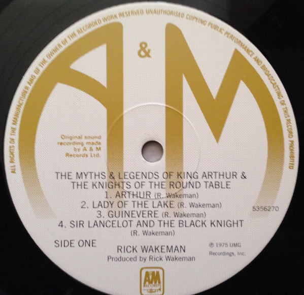 Image of Label Cover of LP - EX/EX - RICK WAKEMAN, The Myths and Legends of King Arthur and the Knights of the Round Table (A&M; 5356270, Europe 2014 Reissue), ,  - 1326230E