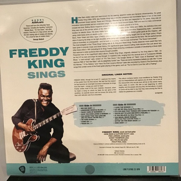 Image of Back Cover of LP - NEW/NEW - FREDDIE KING, Freddy King Sings (The Blues Joint Collection; 8036, Europe 2025 Reissue, Insert), ,  - 1336195E