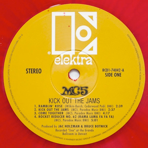 Image of Label Cover of LP - NEW/NEW - MC5, Kick Out The Jams (Elektra; 0603497840403, Europe 2023 Reissue, Gatefold, Clean & Red Splatter Vinyl), ,  - 1336265E