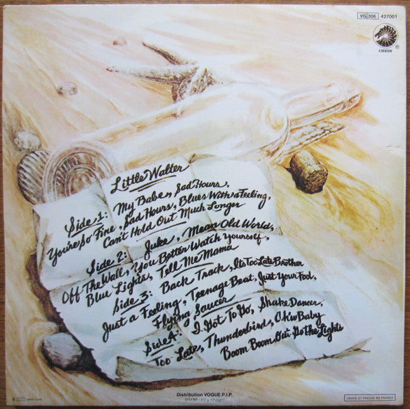 Image of Back Cover of 2xLP - VG/VG+ - LITTLE WALTER, Boss Blues Harmonica (Chess; 427001, France 1980 Reissue, Gatefold), Records very slightly dished. Sleeve has light staining / mottling,  - 1316587C