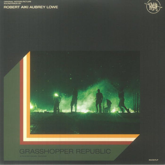 Image of Front Cover of LP - EX/EX - ROBERT AIKI AUBREY LOWE, Grasshopper Republic (Original Motion Picture Soundtrack) (Invada; INV307LP, UK 2023, Gatefold, News Paper, Limited Edition, Green & Yellow Split Color), ,  - 1346243S