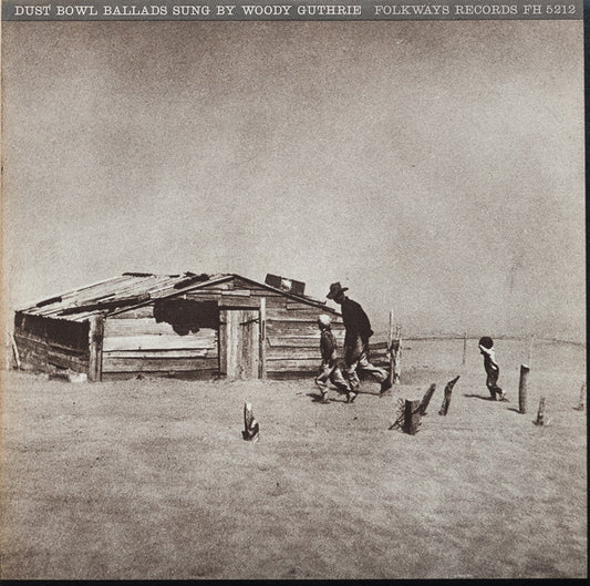 Image of Front Cover of LP - VG/VG - WOODY GUTHRIE, Dust Bowl Ballads (Folkways Records; FH 5212, US Reissue, Folkways style sleeve, Insert, Late 70's Reissue), Strong VG. Mottling, hairlines. Discolouration, corner wear.,  - 1326363E