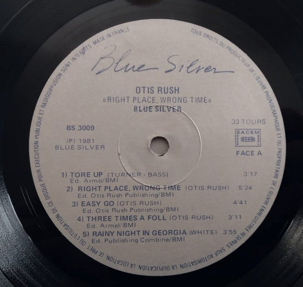 Image of Label Cover of LP - VG/VG+ - OTIS RUSH, Right Place, Wrong Time (Blue Silver; BS 3009, France 1981 Reissue), Pinched corner on sleeve,  - 1316653C