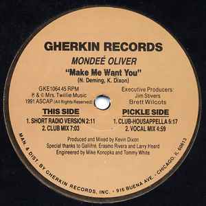 Image of Front Cover of 12" - /VG+ - MONDE  OLIVER, Make Me Want You (Gherkin Records; GKE1064, US 1991, Plain Sleeve), Looks barely played. Highlighter used on Text side,  - 1346356S