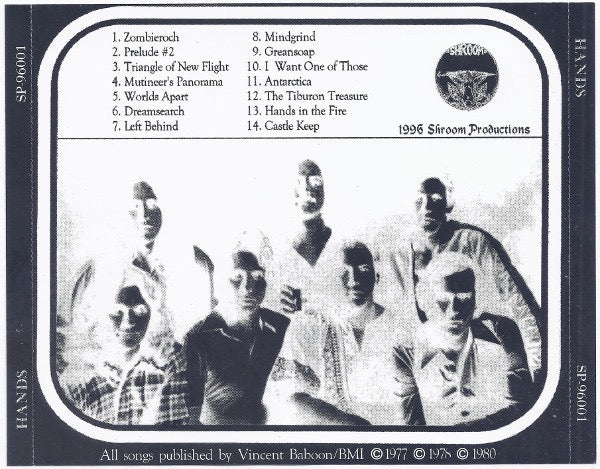 Image of Back Cover of CD - VG/VG - HANDS, Hands (Shroom Productions; SP-96001, US 1996, Jewel Case), ,  - 1316792C