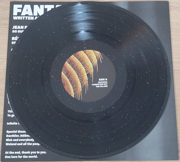 Image of Back Cover of 2xLP - NEW/NEW - SLIFT, Fantasia (Sub Pop; SP1725X, Europe 2026, 2 Inners, Loser Edition Sparkle Starlight Vinyl, Etched 4th Side), , In the technical sense, every previous album by the radiant and heavy French trio SLIFT has been a fantasia a composite of genres and forms that allowed the band to improvise, to jam on themes until they seemed to spiral together into space. Their acclaimed third album, 2024 s Ilion, was a sci-fi story built with 10- to 13-minute exploratory escapades, 