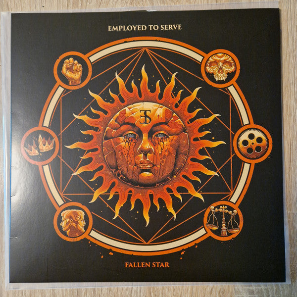 Image of Front Cover of LP - VG+/VG+ - EMPLOYED TO SERVE, Fallen Star (Spinefarm Records; SPINE800736P, UK & Europe 2025, Insert, Orange w/ Black Sunburst Vinyl), Still In Opened Shrinkwrap,  - 1446010S