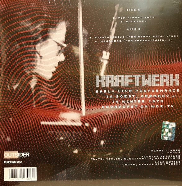 Image of Back Cover of LP - EX/EX - KRAFTWERK, Early Live In Germany (Outsider Records; OUTS020, Europe 2022 Reissue, Unofficial Release. Live In Soest 1970), Opened Instore, Still In Shrinkwrap,  - 1446019S