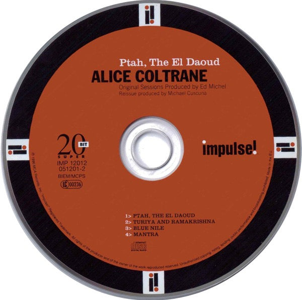 Image of Label Cover of CD - VG+/VG+ - ALICE COLTRANE, Ptah, The El Daoud (Impulse!; IMP 12012, Europe 1996 Reissue, Digipak, Booklet), Nice copy showing minimal sign of use.,  - 2016418C