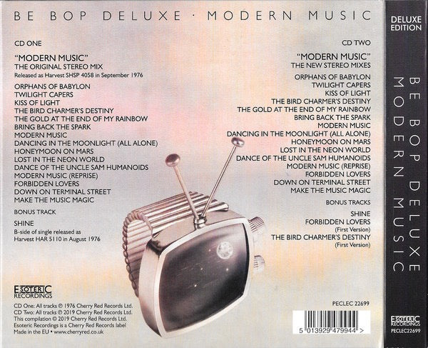 Image of Back Cover of 2xCD - M/M - BE BOP DELUXE, Modern Music (Esoteric Recordings; PECLEC22699, UK & Europe 2019 Reissue, Double Digipak), Still SEALED In Stickered Shrinkwrap,  - 1416058C