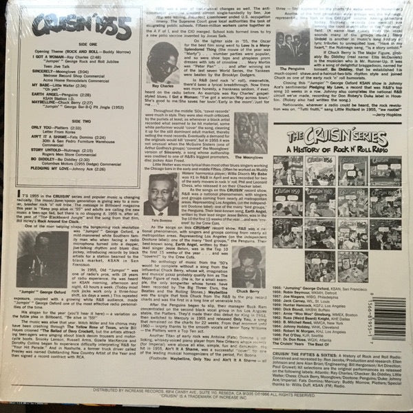 Image of Back Cover of LP - VG/VG - VARIOUS, Cruisin' 1955 (Increase Records Blue Labels; INCR 1955, US 1986 Reissue), Strong VG,  - 1416095C