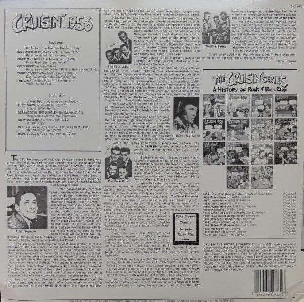 Image of Back Cover of LP - VG/VG - VARIOUS, Cruisin' 1956 (Increase Records Blue Labels; INCM 1956, US 1986 Reissue), ,  - 1416096C