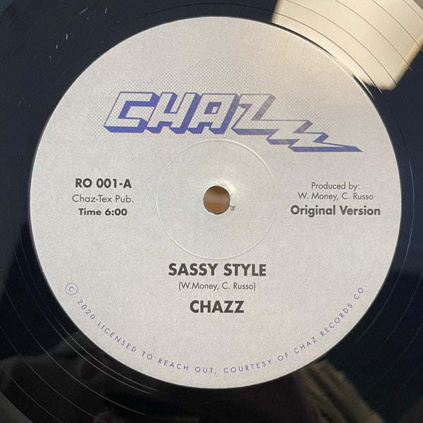 Image of Front Cover of 12" - /VG+ - CHAZZ, Sassy Style (Reach Out; RO001, France 2021 Reissue), Strong VG+,  - 1446079S