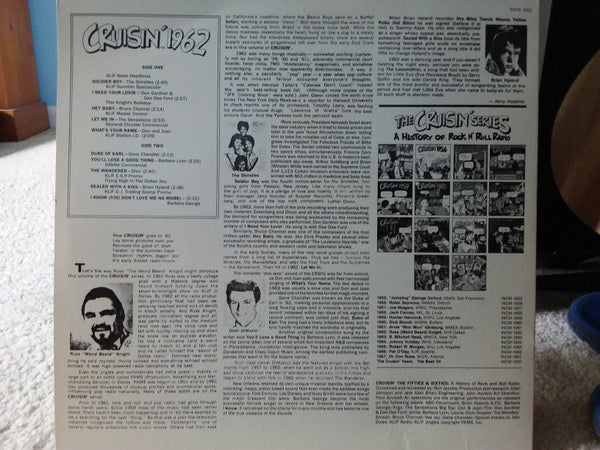 Image of Back Cover of LP - VG/VG - VARIOUS, Cruisin' 1962 (Increase Records Blue Labels; INCM-1962, US 1986 Reissue, No Barcode), ,  - 1416102C