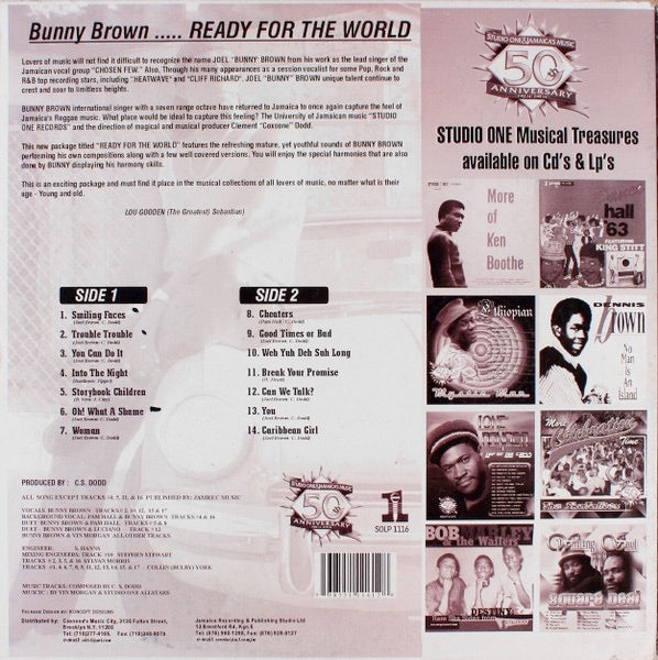 Image of Back Cover of LP - VG+/VG - BUNNY BROWN, Ready For The World (Studio One; SOLP1116, Jamaica 2005), ,  - 1416140C