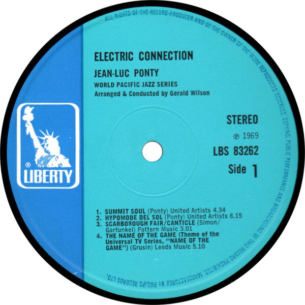 Image of Label Cover of LP - VG/VG+ - JEAN-LUC PONTY, Electric Connection (Liberty; LBS83262, UK 1969, Gatefold), ,  - 2026031E