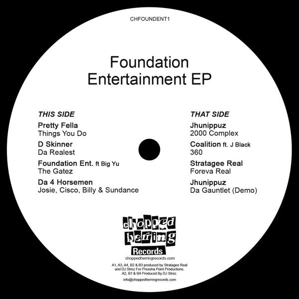Image of Label Cover of 12" EP - VG+/EX - VARIOUS, Foundation Entertainment EP (Chopped Herring Records; CHFOUNDENT1, UK 2021, Stickered Plain Sleeve, Limited Edition, Clear-Gold Coloured), Genearl wear on sleeve corner,  - 1446120S