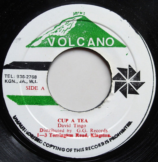 Image of Front Cover of 7" - /VG+ - DAVID TINGO, Cup A Tea (Volcano; , Jamaica 1985), ,  - 1456198S