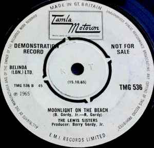 Image of Label Cover of 7" - VG+/EX - THE LEWIS SISTERS, You Need Me / Moonlight On The Beach (Tamla Motown; TMG 536, UK 1965, Company Sleeve), Lightest wear to company sleeve. Disc in excellent shape. Centre intact,  - 1456123S