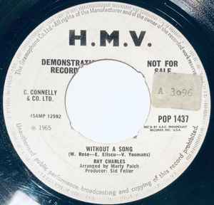 Image of Back Cover of 7" - VG/VG+ - RAY CHARLES, I Gotta Woman / Without A Song (His Master's Voice; POP 1437, UK , Promo, Company Sleeve, 4 prong centre), Light marks. Strong VG+. Sticker on label. Centre intact.,  - 1456126S