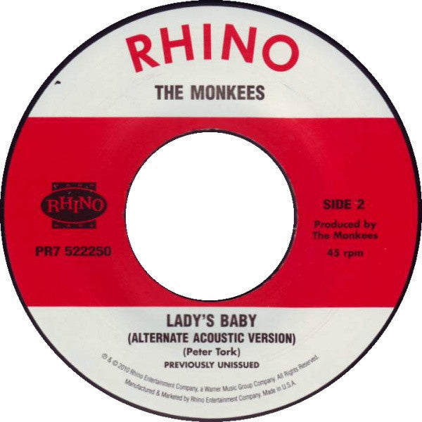 Image of Label Cover of 7" - VG+/VG+ - THE MONKEES, St. Matthew / Lady's Baby (Rhino Records; PR7 522250, US , Promo, Picture Sleeve, Limited Edition of 1,000), ,  - 1456170S