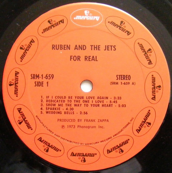 Image of Label Cover of LP - VG/VG - RUBEN AND THE JETS, For Real (Mercury; SRM 1-659, US 1973, Gatefold, Pitman Pressing), Strong VG Throughout, Sleeve Cut-out (Hole punched),  - 1416116C