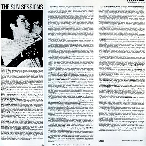 Image of Back Cover of LP - VG/VG+ - ELVIS PRESLEY, The Sun Collection (RCA Blue Labels; NL 42757, UK 1979 Reissue, Mono), Pen mark on one label.,  - 1416180C