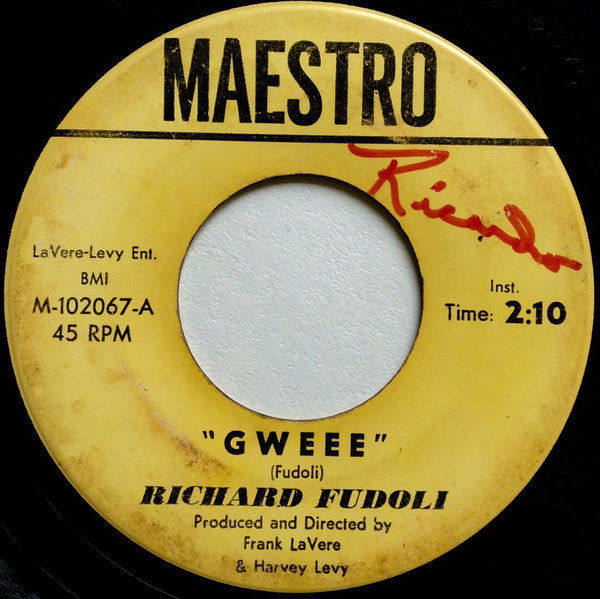 Image of Front Cover of 7" - /VG+ - RICHARD FUDOLI, Gweee! / Bossa Nova Jumpin' Bean (Maestro Records; M-102067, US 1968), ,  - 1456275S
