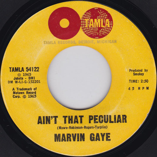 Image of Front Cover of 7" - /VG - MARVIN GAYE, Ain't That Peculiar / She's Got To Be Real (Tamla; TAMLA 54122, US 1965, Styrene), ,  - 1456297S