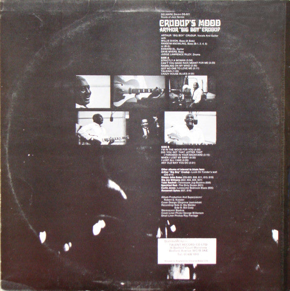 Image of Back Cover of LP - VG+/VG - ARTHUR "BIG BOY" CRUDUP, Crudup's Mood (Delmark Records; DS-621, UK 1971, Laminated Sleeve), ,  - 3026119E