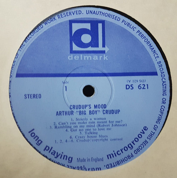 Image of Label Cover of LP - VG+/VG - ARTHUR "BIG BOY" CRUDUP, Crudup's Mood (Delmark Records; DS-621, UK 1971, Laminated Sleeve), ,  - 3026119E