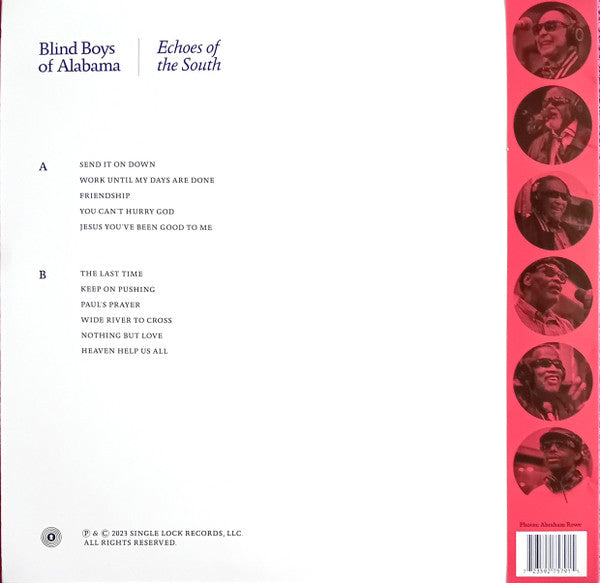 Image of Back Cover of LP - VG/VG+ - THE BLIND BOYS OF ALABAMA, Echoes Of The South (Single Lock Records; SL071, US 2023, Die Cut Sleeve, Inner, Obi), ,  - 1416345C
