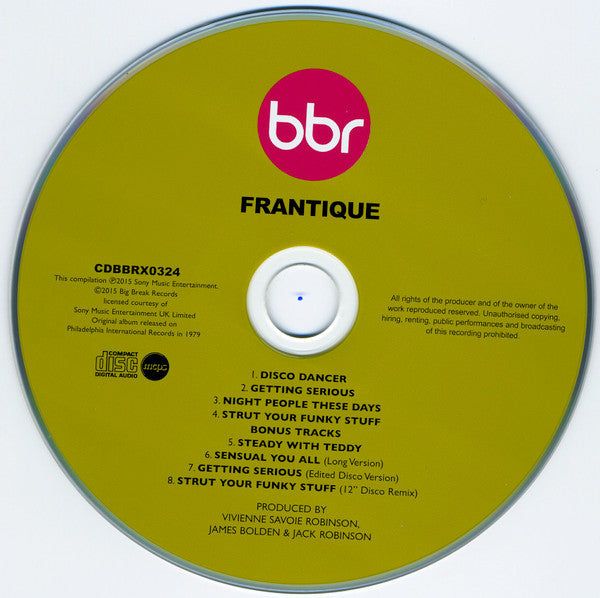 Image of Label Cover of CD - EX/EX - FRANTIQUE, Frantique (Big Break Records; CDBBRX0324, UK 2015 Reissue, Super Jewel case), ,  - 1536131E