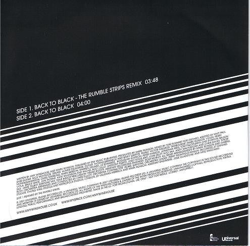 Image of Back Cover of 7 - VG/EX - AMY WINEHOUSE, Back To Black (Universal Records ; AMYLPPRO1, UK 2007, Promo, Picture Sleeve, White Vinyl), Corner Bumps, Writing On Label,  - 1426267E
