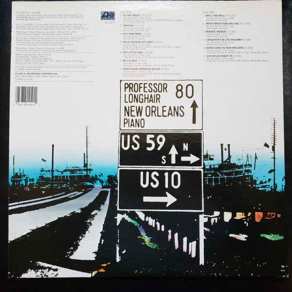 Image of Back Cover of LP - VG/VG - PROFESSOR LONGHAIR, New Orleans Piano (Atlantic; SD 7225, US 1989 Reissue, Gatefold, Company Inner), Split at bottom of inner,  - 1416353C