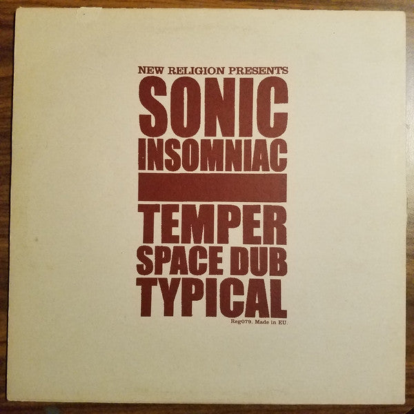Image of Back Cover of 12" - VG/VG - SONIC INSOMNIAC, Temper (New Religion; Reg079, UK 2003, Picture Sleeve), ,  - 1426257E