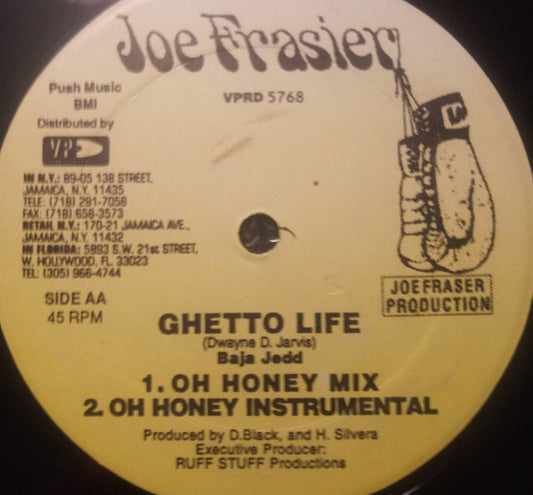 Image of Front Cover of 12" - VG+/VG+ - BAJJA JEDD, Ghetto Life (Joe Frasier; VPRD 5768, US 1990s, VP Reggae Sleeve), ,  - 1416422C