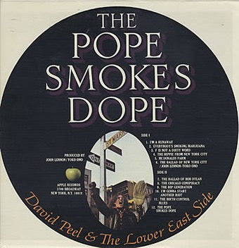 Image of Back Cover of LP - VG/VG+ - DAVID PEEL & THE LOWER EAST SIDE, The Pope Smokes Dope (Apple Records; SW 3391, US 1972, Inner), Light sleev wear, Super clean disc. ,  - 1416394C