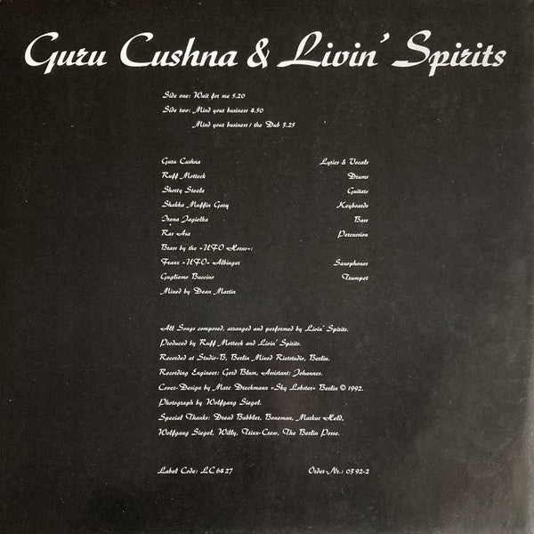 Image of Back Cover of 12" - VG+/VG+ - GURU CUSHNA & LIVIN' SPIRITS, Wait For Me (Not On Label; 0392-2, Germany 1980s, Picture Sleeve), ,  - 1416424C